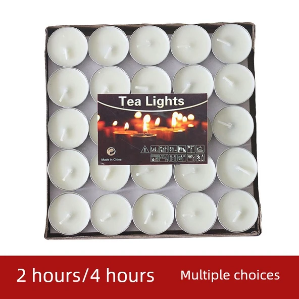 Romantik Dumansız Tealight Mum - 2 Saat Beyaz - 100'lü Paket - 2