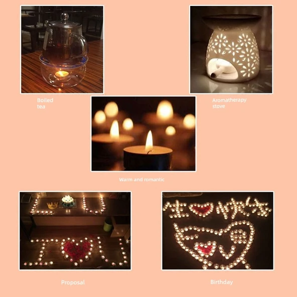 Romantik Dumansız Tealight Mum - 2 Saat Beyaz - 100'lü Paket - 5