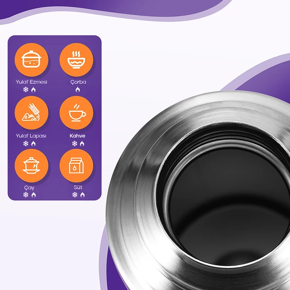 Santeco Kolima 2 Kapaklı Termos 1 L-Mor - Resim 10