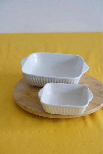Ecr Seramik 2'li Kare Fırın Kabı 21Cm