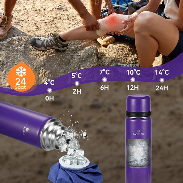 Santeco Kolima 2 Kapaklı Termos 1 L-Mor - Resim 8