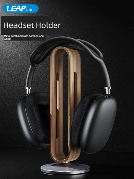 Bluetooth Kulaklık Standı - Koyu Gri - Metal ve Ahşap - 2