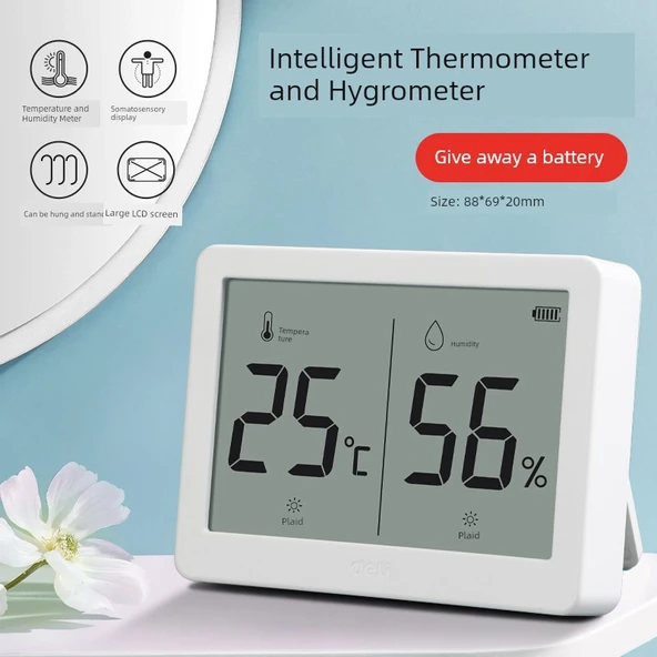Elektronik Higrometre - Beyaz %50 Daha Hassas Nem ve Sıcaklık Ölçer