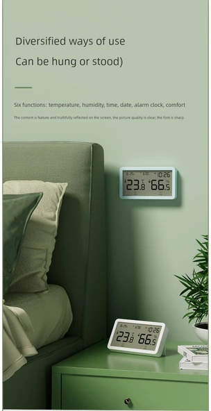 Dijital Termometre ve Nem Ölçer - Ultra İnce Orta Ekran - Yüksek Hassasiyetli Çift Vücut Algılama - Resim 9