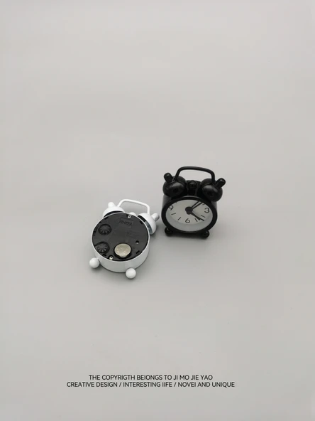 Mini Metal Masa Saati - Siyah + Yedek Dijital - 6