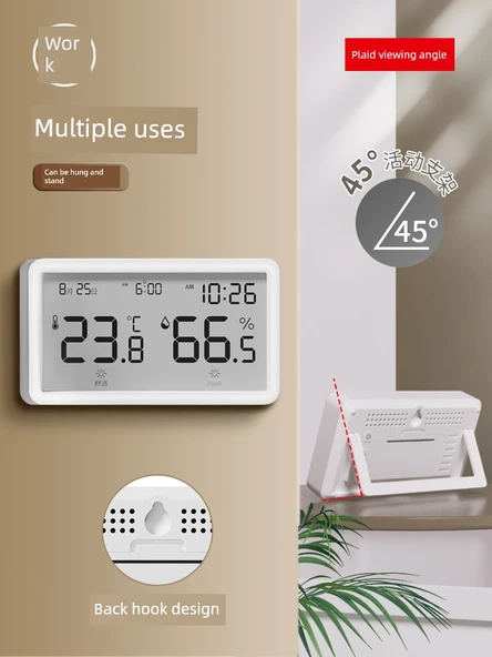 Dijital Termometre ve Nem Ölçer - Ultra İnce Orta Ekran - Yüksek Hassasiyetli Çift Vücut Algılama - Resim 4