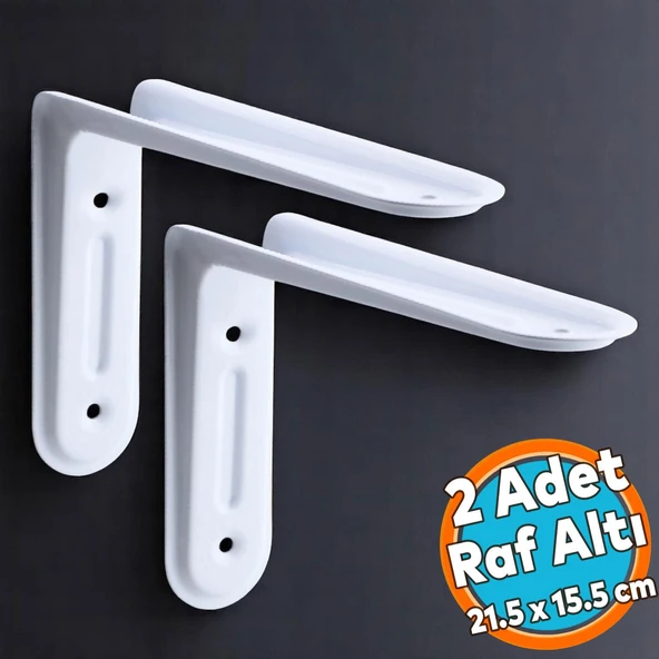 Raf Altı Ayak Ferforje Beyaz Raf Tutucu Klas 21.5 x 15.5 cm  2 ADET (No:2)