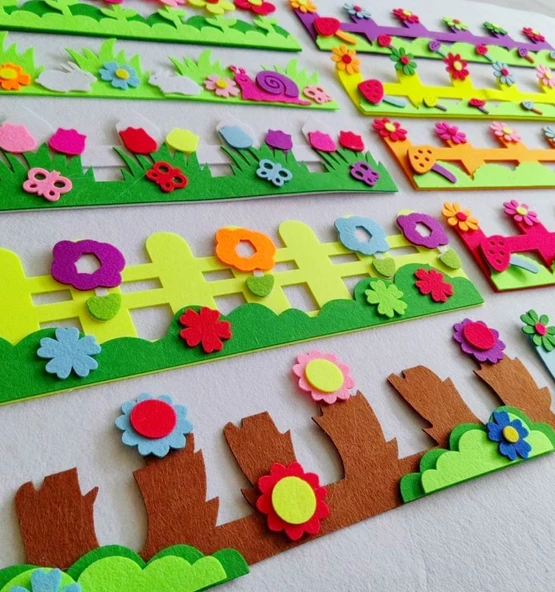Okul Kreş Sınıf Duvar Sticker Şeridi - 49cm Salyangoz Beyaz Tavşan - 5