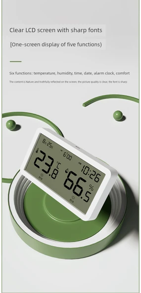 Dijital Termometre ve Nem Ölçer - Ultra İnce Orta Ekran - Yüksek Hassasiyetli Çift Vücut Algılama - Resim 8