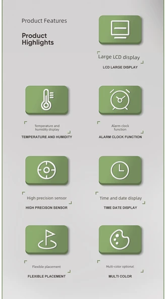 Dijital Termometre ve Nem Ölçer - Ultra İnce Orta Ekran - Yüksek Hassasiyetli Çift Vücut Algılama - Resim 7