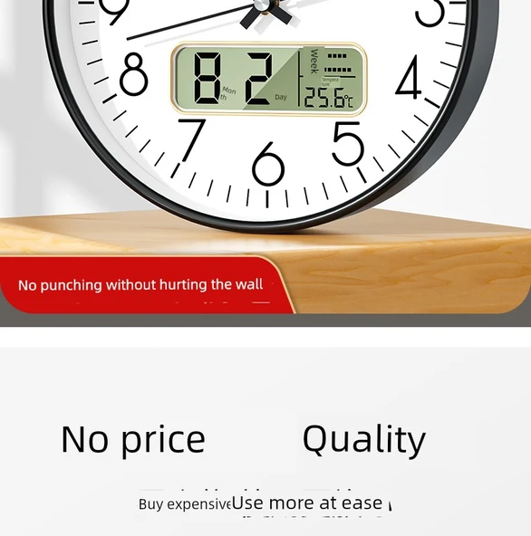 Işıklı Takvimli Minimalist Duvar Saati - 25 cm Zümrüt Yeşili - 8