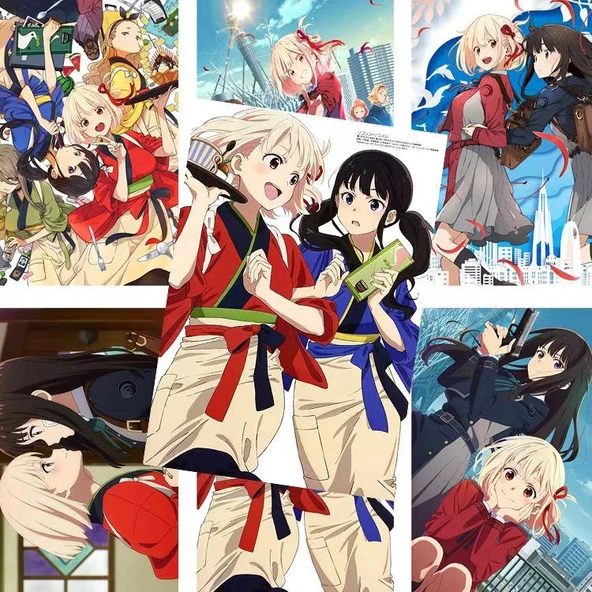 Lycoris Recoil Anime Poster A3 - 4'lü Rastgele HD Poster + Çift Taraflı Bant - 6