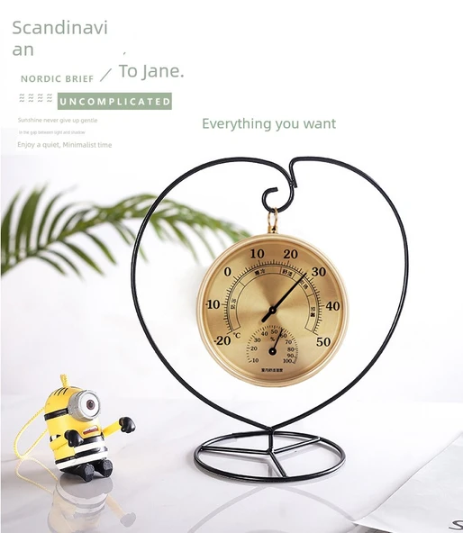 Duvara Monte Islak ve Kuru Termometre - Güneş ve Ay Eşliğinde + Siyah Hilal Braket - Resim 8