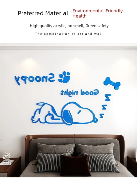 Snoopy Çizgi Film 3D Duvar Stickerı - K0317 Snoopy 2-Beyaz (beyaz duvarlar için uygun değildir) - Orta - 9