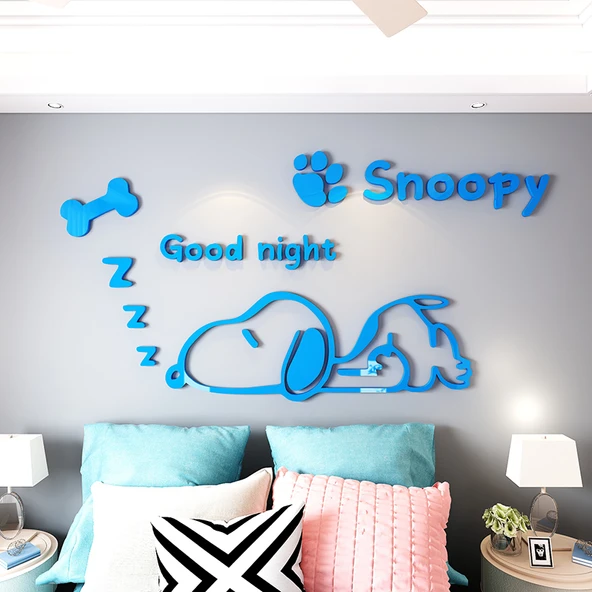 Snoopy Çizgi Film 3D Duvar Stickerı - K0314 Snoopy 2-Siyah - Ekstra Büyük - 4