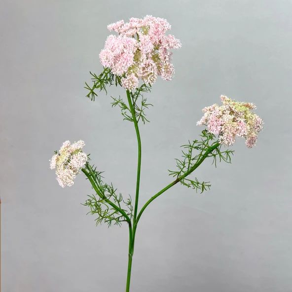 3'lü Pembe Dantel Yapay Çiçek Buketi - 75cm