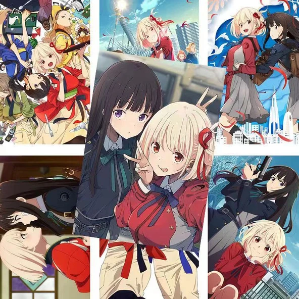Lycoris Recoil Anime Poster A3 - 4'lü Rastgele HD Poster + Çift Taraflı Bant - 10