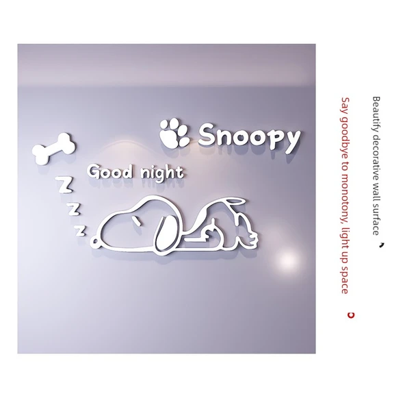 Snoopy Çizgi Film 3D Duvar Stickerı - K0315 Snoopy 2-Kırmızı - Ekstra Büyük - 12