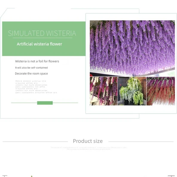 Yapay Mor Salkım Çiçek Sarmaşığı - Şifreli Saf Beyaz Fasulye Çiçeği - Resim 2