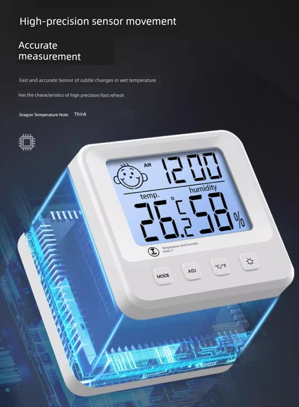 İki Adet Mini Dijital Sıcaklık ve Nem Ölçer - 10