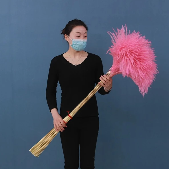 Doğal Kurutulmuş Kamış Çiçeği Buketi - Pembe 45cm yükseklik 100 adet