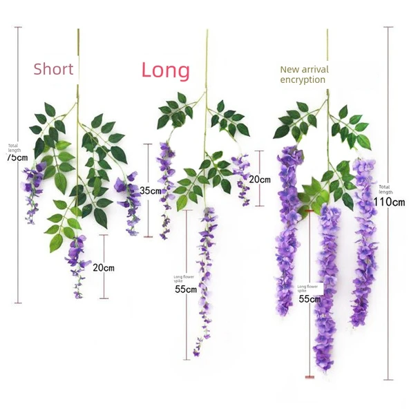 Yapay Mor Salkım Çiçek Sarmaşığı - Süt Beyazı 110cm - 4