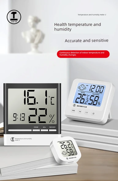 İki Adet Mini Dijital Sıcaklık ve Nem Ölçer - 8