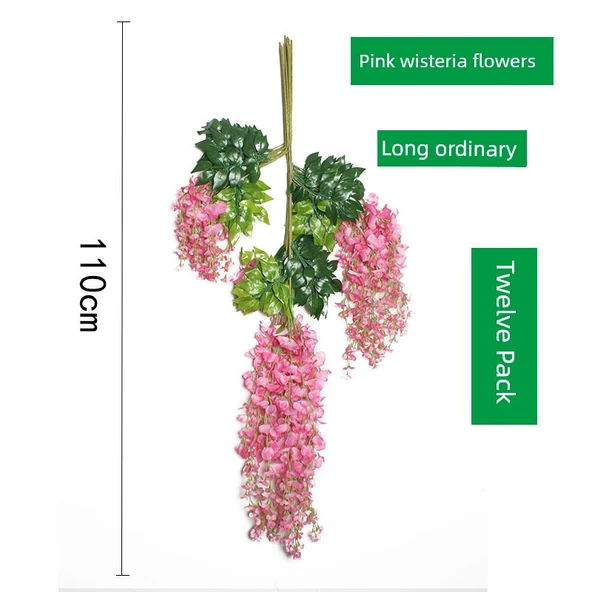 Yapay Mor Salkım Çiçek Sarmaşığı - Pembe 110cm