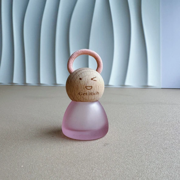 Mini Cam Saklama Kavanozu - Bebek Kafası - Gül Kırmızısı Kum