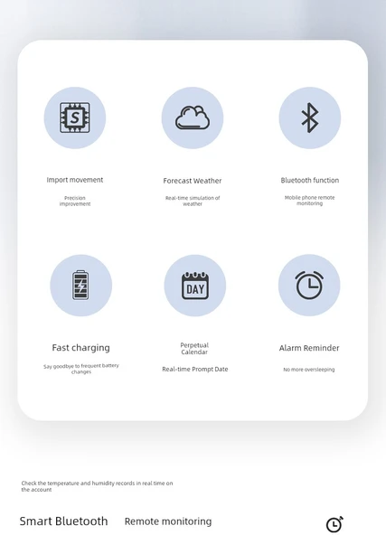 Dijital İç Ortam Termometre Higrometre - Şarjlı Bluetooth, Pozitif, Geri Sayım, Uzun Ömürlü, Bluetooth Bağlantılı, USB Şarjlı - 8