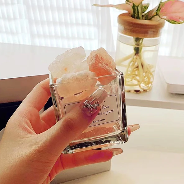 Cam Aromaterapi Saklama Kabı - Pembe Kristal 2-4cm 100g - 7