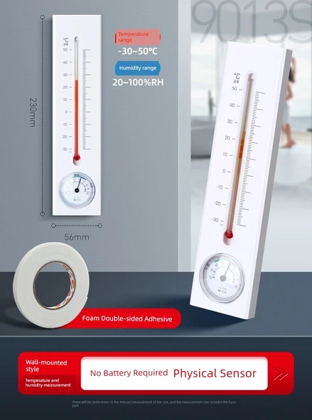 Duvara Asılı Termometre Higrometre 9013s - Köpük Çift Taraflı Bantlı
