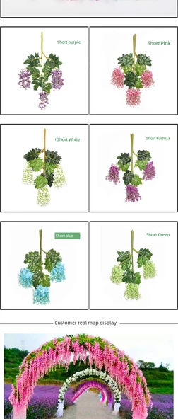 Yapay Mor Salkım Çiçek Sarmaşığı - Şifreli Saf Beyaz Fasulye Çiçeği - Resim 10