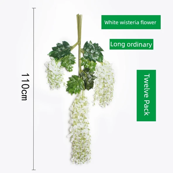 Yapay Mor Salkım Çiçek Sarmaşığı - Süt Beyazı 110cm