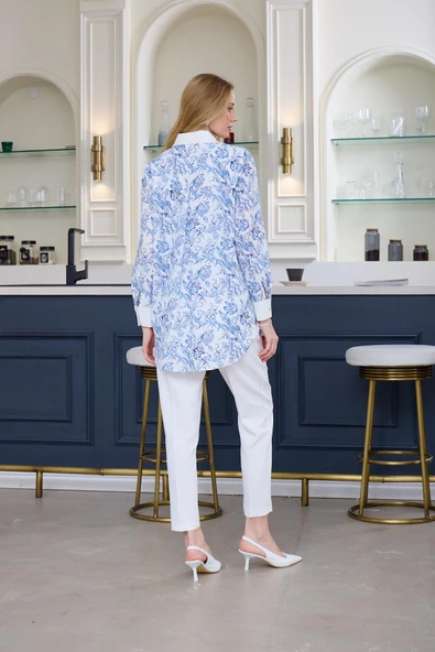 ÇİNİ DESENLİ KREP GÖMLEK - 3