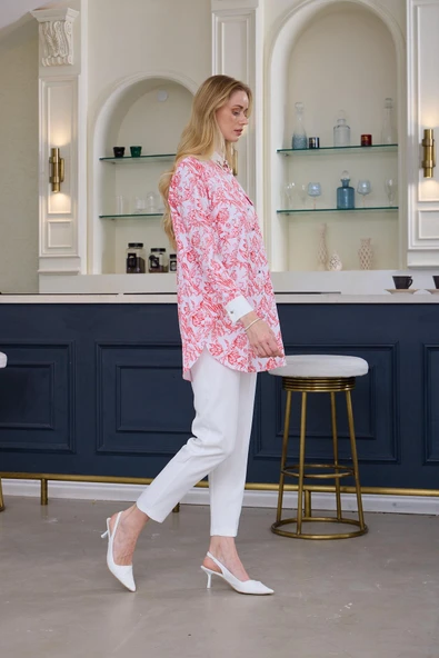 ÇİNİ DESENLİ KREP GÖMLEK - 6