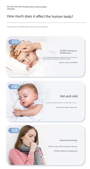 Dijital Termometre Higrometre - Beyaz (Pilli Manyetik) 7 Pil - 11