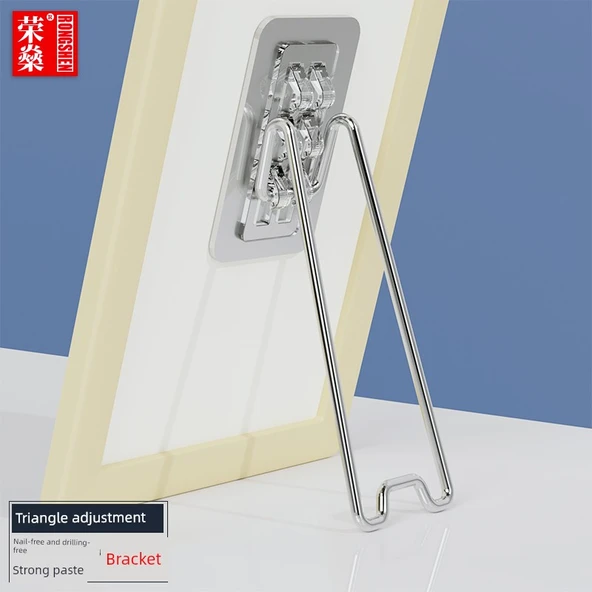 Metal Fotoğraf Çerçevesi Aparatı - 30-46cm Çerçeve Yüksekliğine Uygun - Gümüş Yama
