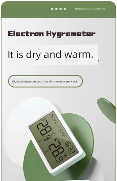 Dijital Termometre Higrometre - Mini - Beyaz - 9