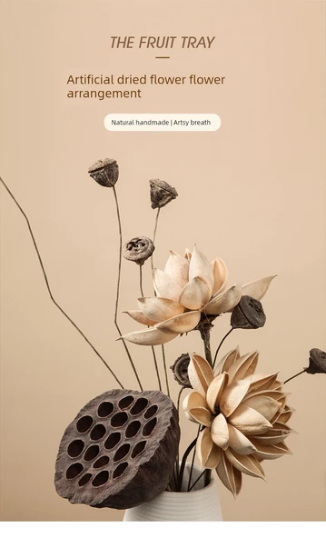Doğal Kurutulmuş Çiçekler - Süt Beyazı Ahşap Lotus - 7