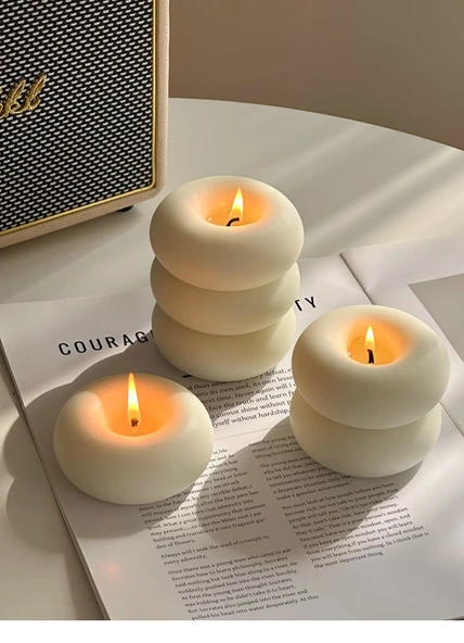 Retro Aromaterapi Mum - Büyük Altın Ferforje Mumluk 9cm - 8