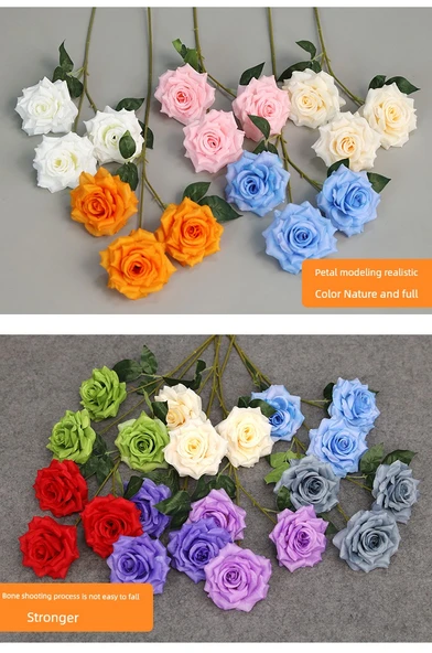 Elmas Gül Yapay Çiçek - 9 Elmas Turuncu Gül - Resim 5