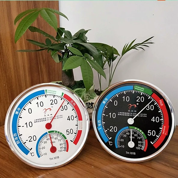 Duvar Tipi Termometre Higrometre - [Yükseltilmiş-Braketli] Beyaz Kare Kadran - Resim 8