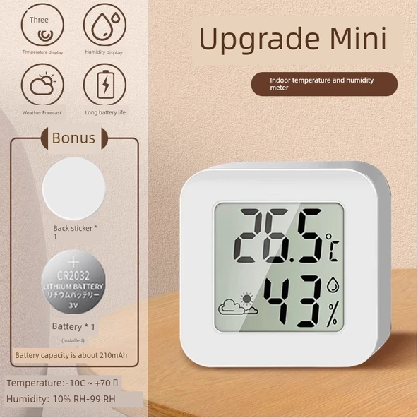 Mini Sıcaklık ve Nem Ölçer - 1 Adet