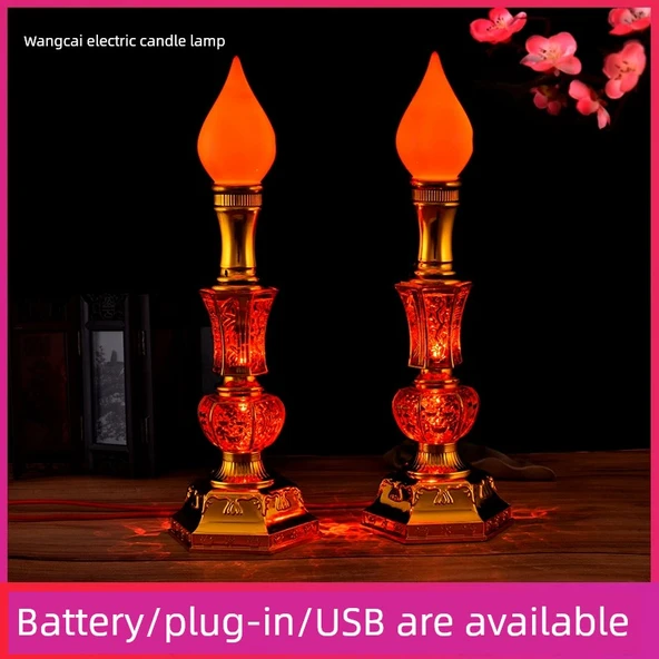 Elektrikli Buda Lamba Mumluk - 12 Ekstra Büyük Gümüş Külçe Çifti (40cm) - 10