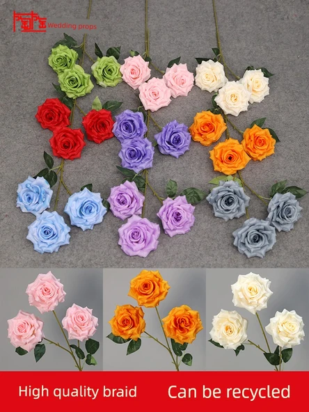 Elmas Gül Yapay Çiçek - 9 Elmas Turuncu Gül - Resim 2