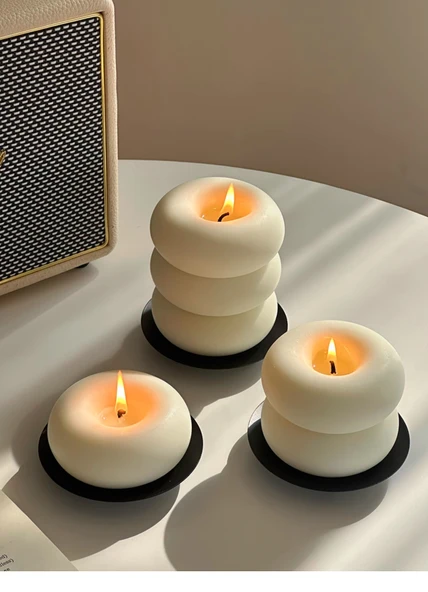 Retro Aromaterapi Mum - Büyük Altın Ferforje Mumluk 9cm - 12