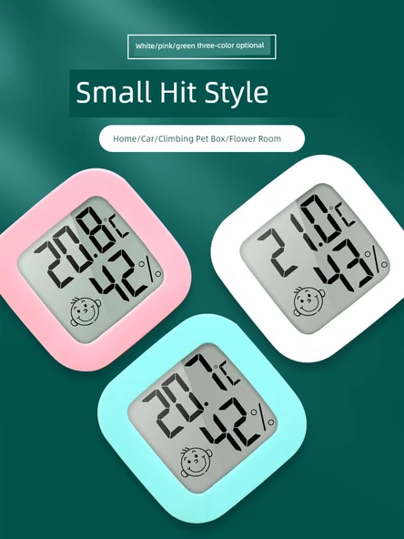 Mini Dijital Sıcaklık Nem Ölçer 0726 Beyaz - 6