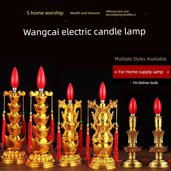 Elektrikli Buda Lamba Mumluk - 10 inç Wangcai Kristal Çift Kullanımlı (32cm) - 12