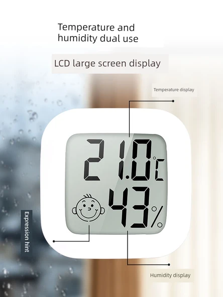 Mini Dijital Sıcaklık Nem Ölçer 0726 Beyaz - 4